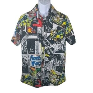 Just Attitude Mens Comic Book Print Shirt Medium Fantastic Worlds Space Retro M